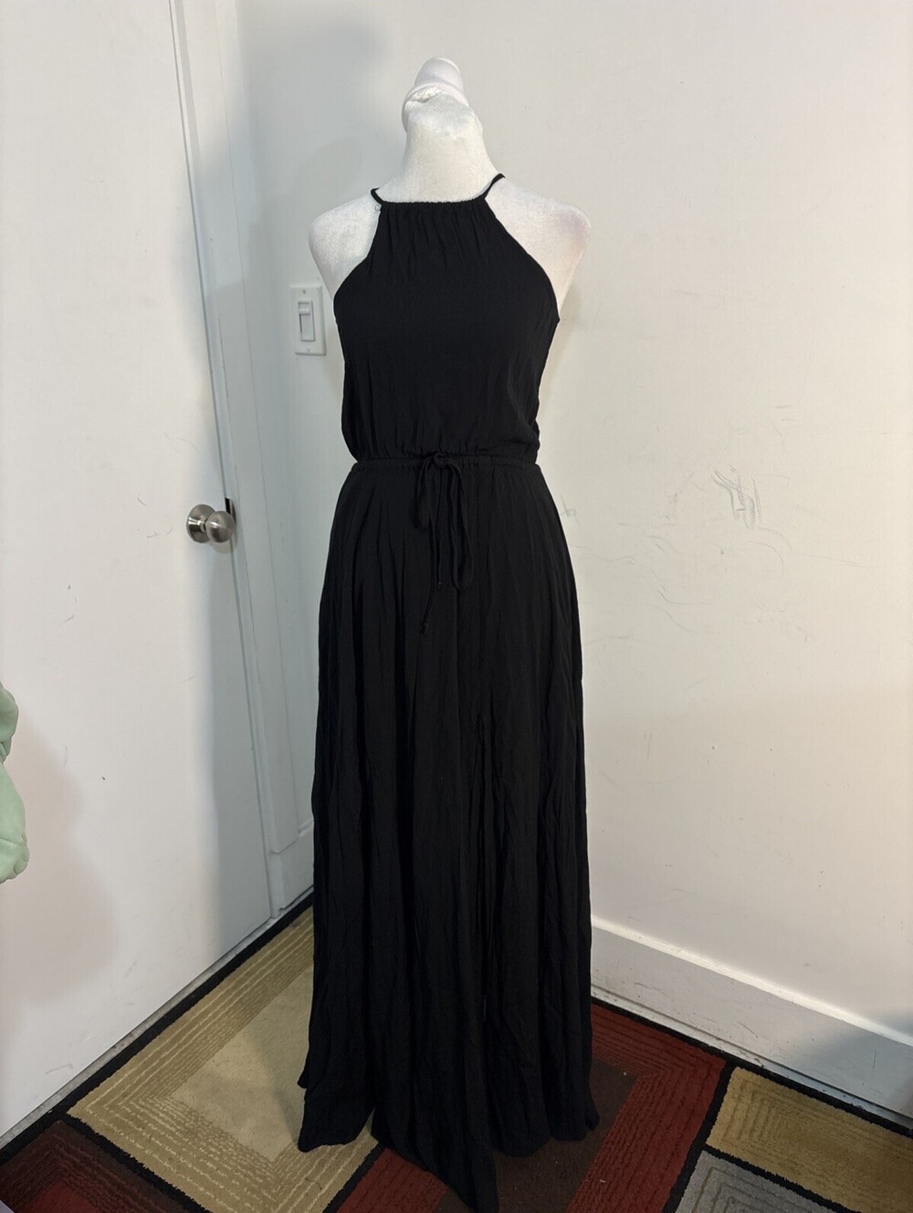 VICI Black Halter Neck Maxi Dress Gown Size Small NWOT Flowy Summer Resort